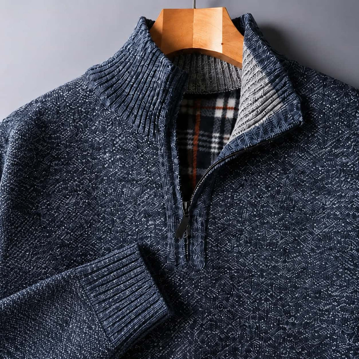 Quarter Zip Sweater für Herren aus Grobstrick, Ansicht 2
