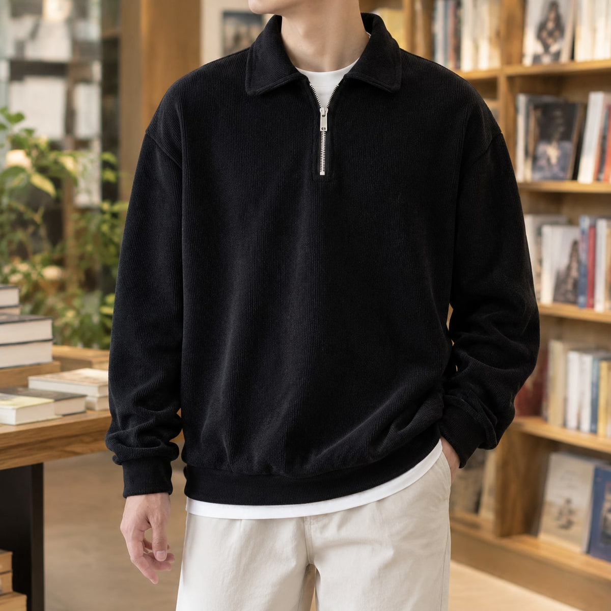 Quarter Zip Sweater für Herren mit Polokragen, Ansicht 1