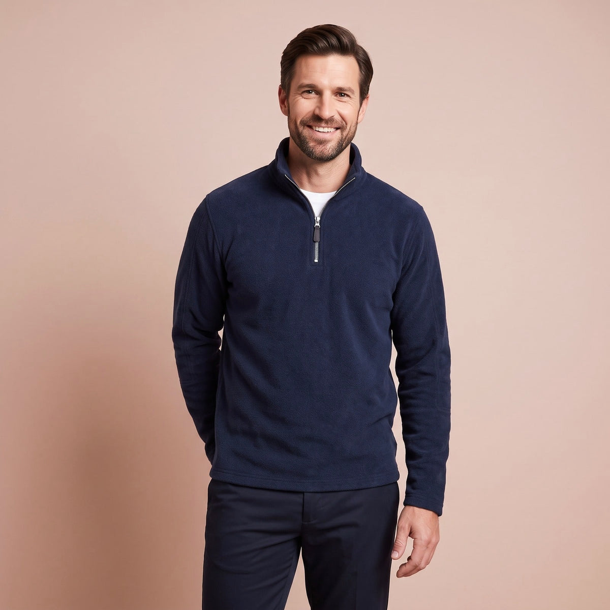 Quarter Zip Sweater für Herren mit Viertelreißverschluss in Dunkelblau