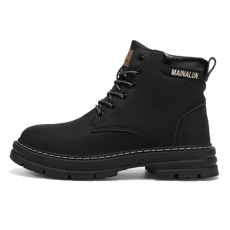 Robuste Winterstiefel für Herren in Schwarz, Seitenansicht
