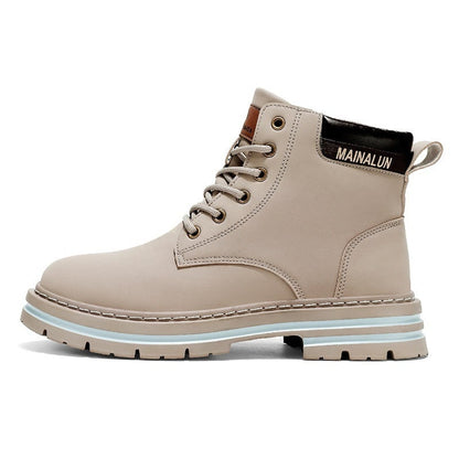 Robuste Winterstiefel für Herren in Beige, Seitenansicht