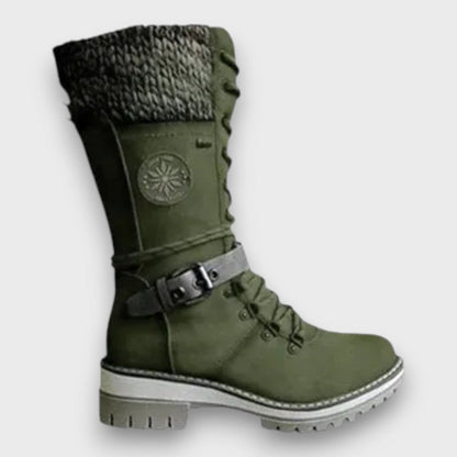Schnürstiefel mit Strickbund und Schnalle, Winterstiefel 6