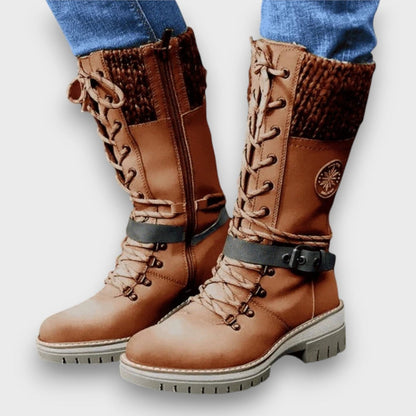 Schnürstiefel mit Strickbund und Schnalle, Winterstiefel 5