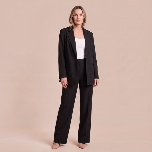 Set Damen, elegantes Anzug-Set mit Oversize-Blazer und weiter Hose