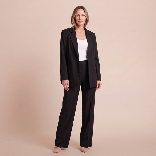 Anzug Set Damen elegant mit Oversize-Blazer und weiter Hose 1