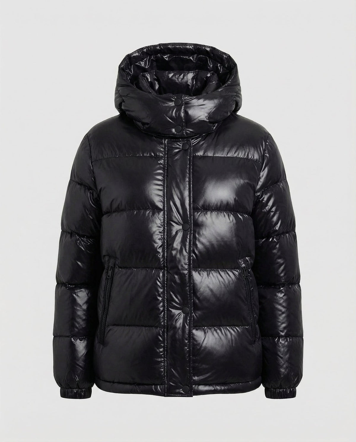Steppjacke Damen mit Kapuze in Glanzoptik, Schwarz 6