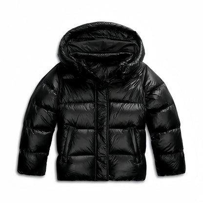 Steppjacke Damen mit Kapuze in Glanzoptik, Schwarz 7
