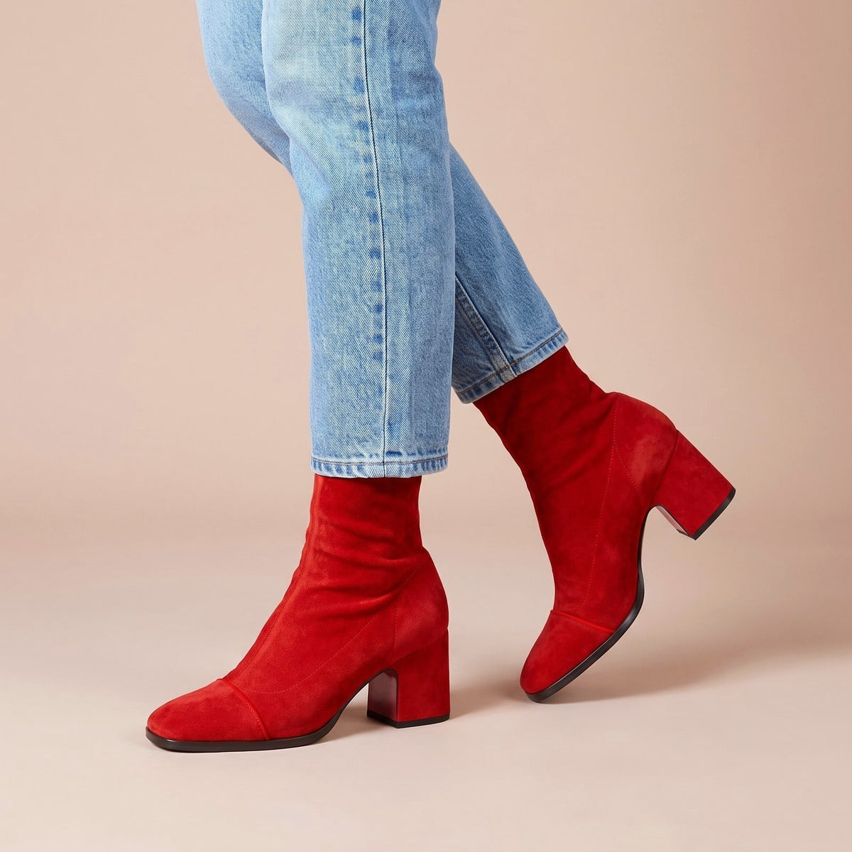 Stiefeletten Damen aus Wildleder in Rot