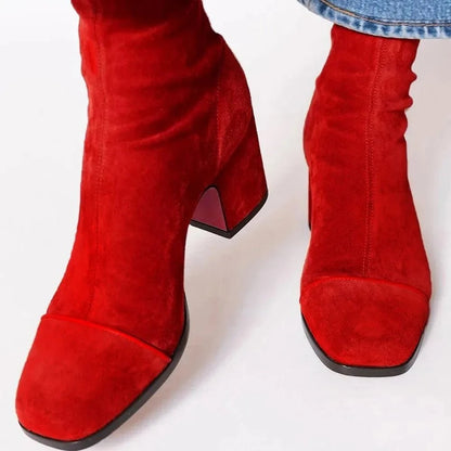 Stiefeletten Damen aus Wildleder in Rot