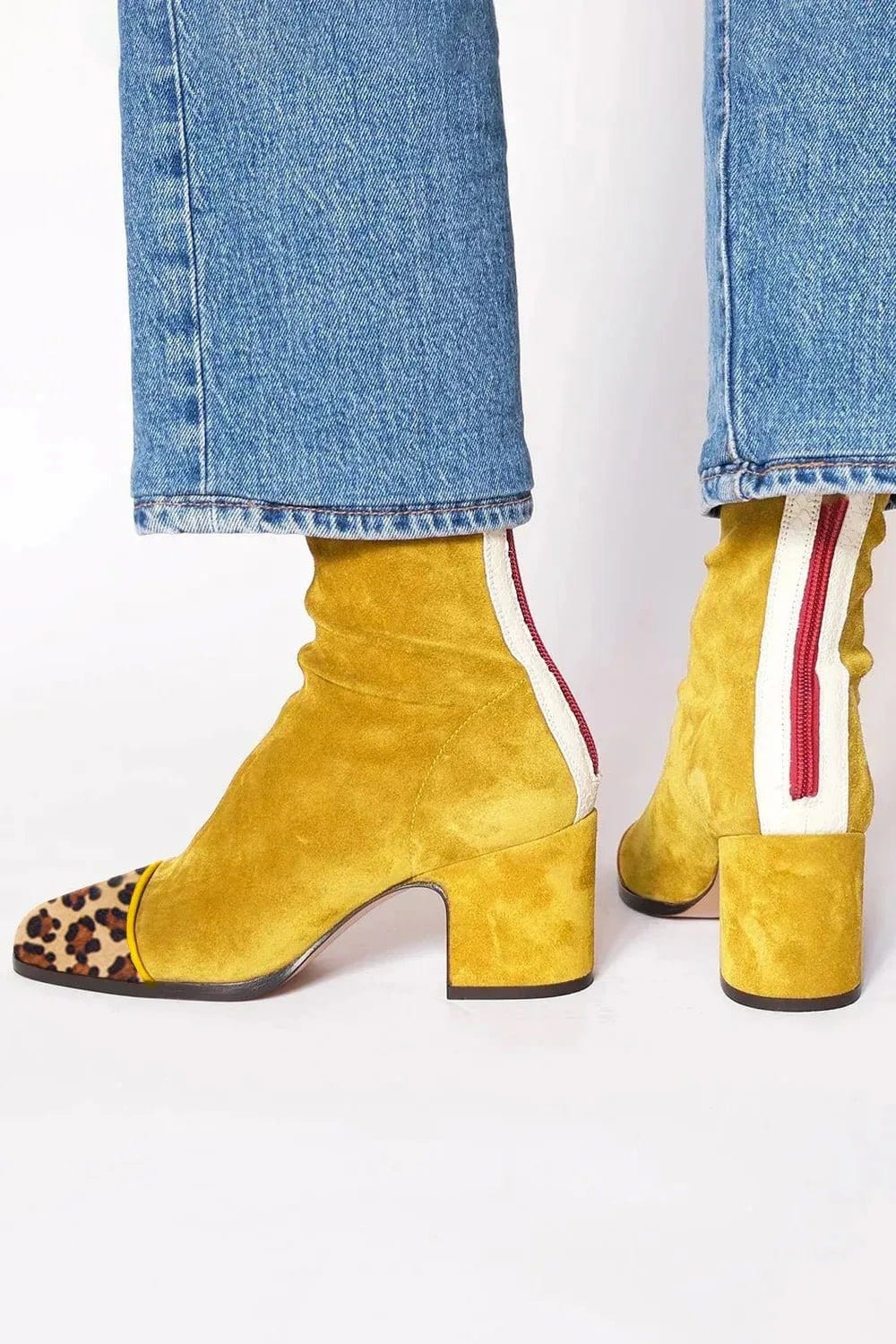 Stiefeletten Damen aus Wildleder in Gelb