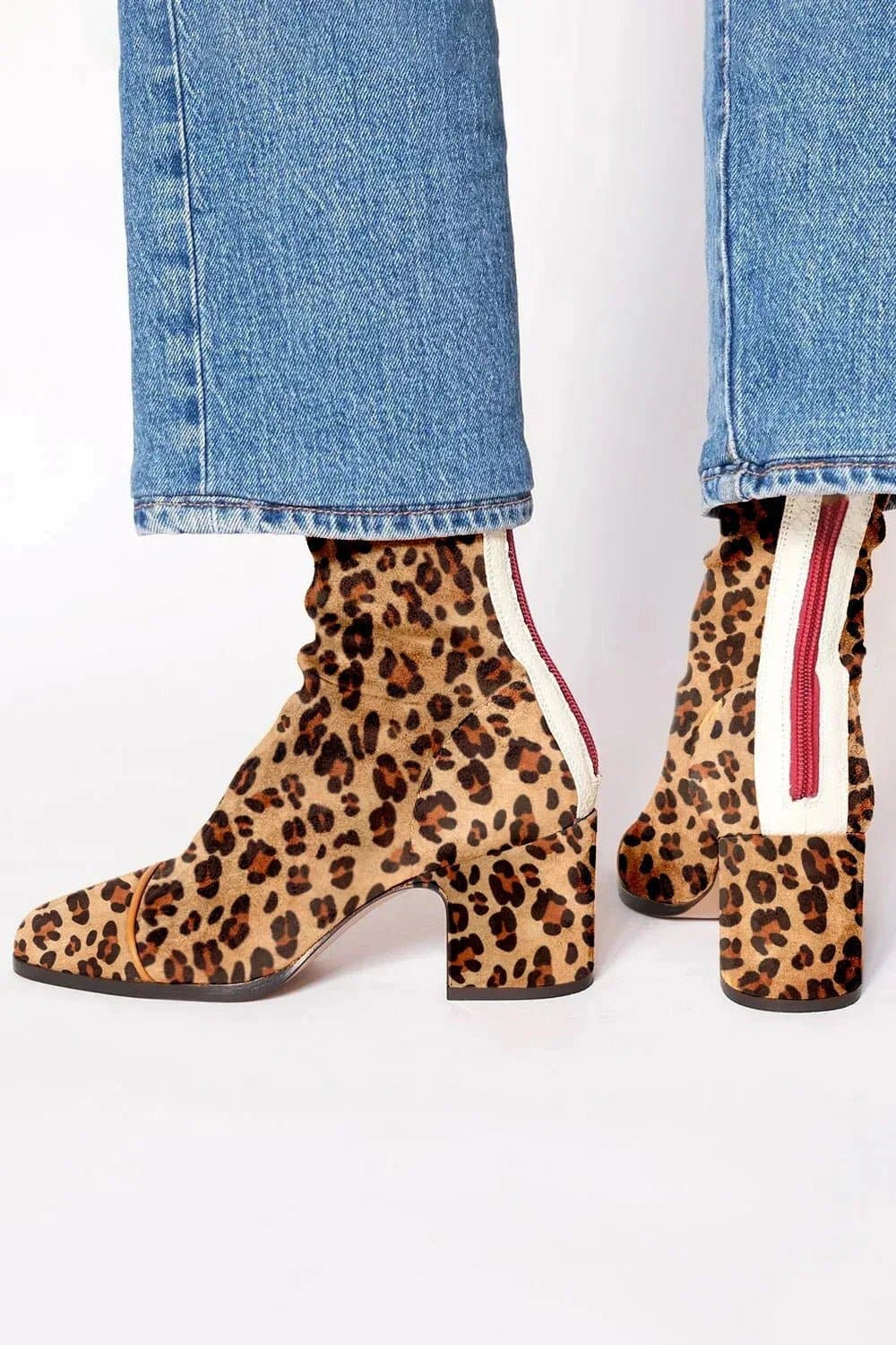 Stiefeletten Damen aus Wildleder in Leopardenmuster