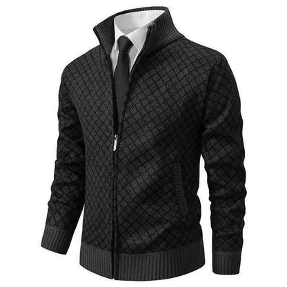 Strickjacke Herren mit Rautenmuster und Reißverschluss 2