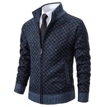 Strickjacke Herren mit Rautenmuster und Reißverschluss 4