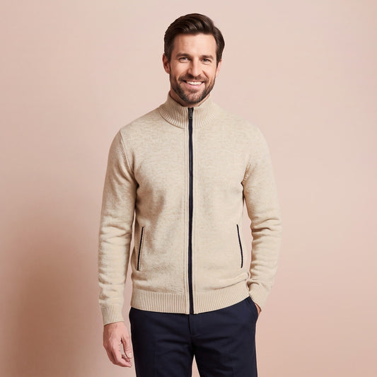 Strickjacke mit Reißverschluss und Stehkragen für Herren 1