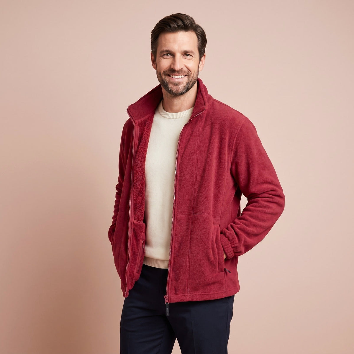 Thermojacke Herren mit Teddyfutter, Warme Fleecejacke 1