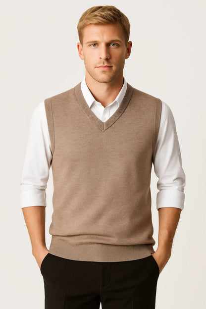 V-Ausschnitt Pullover für Herren in Beige