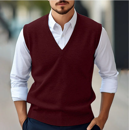 V-Ausschnitt Pullover für Herren in Bordeaux