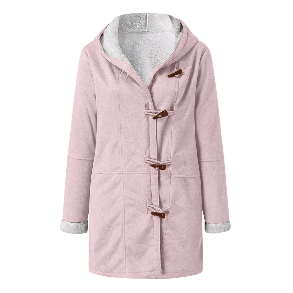 Dufflecoat Damen Wildlederoptik mit Teddyfutter und Kapuze 3