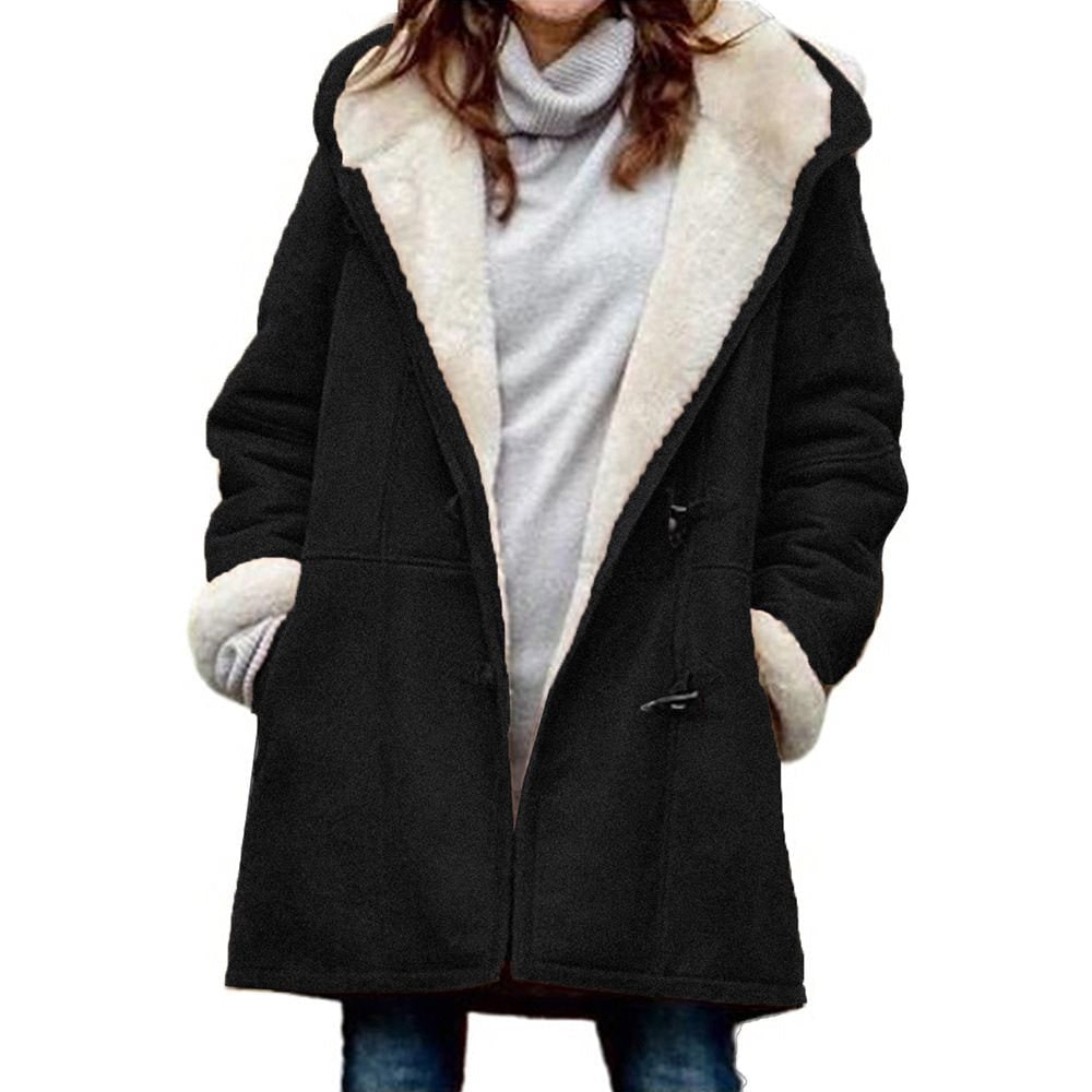 Dufflecoat Damen Wildlederoptik mit Teddyfutter und Kapuze 6