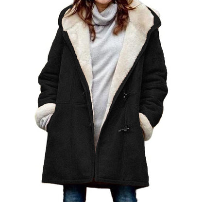 Dufflecoat Damen Wildlederoptik mit Teddyfutter und Kapuze 6