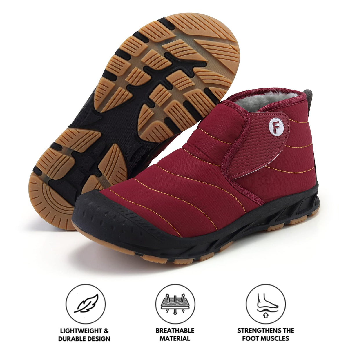 Schneestiefel Damen in Bordeaux mit Profilsohle