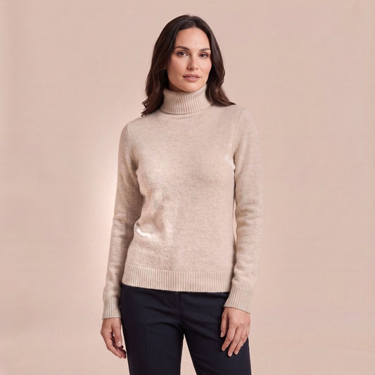 Damenpullover, Weicher Feinstrick-Rollkragenpullover