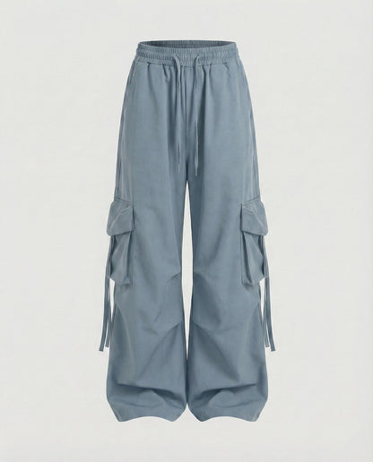Baggy Cargohose Damen weit mit Tunnelzug und Bindebändern 6