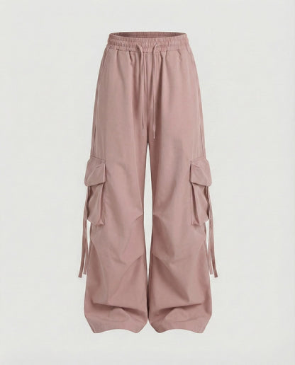 Baggy Cargohose Damen weit mit Tunnelzug und Bindebändern 7