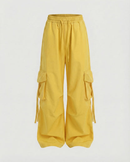 Baggy Cargohose Damen weit mit Tunnelzug und Bindebändern 9