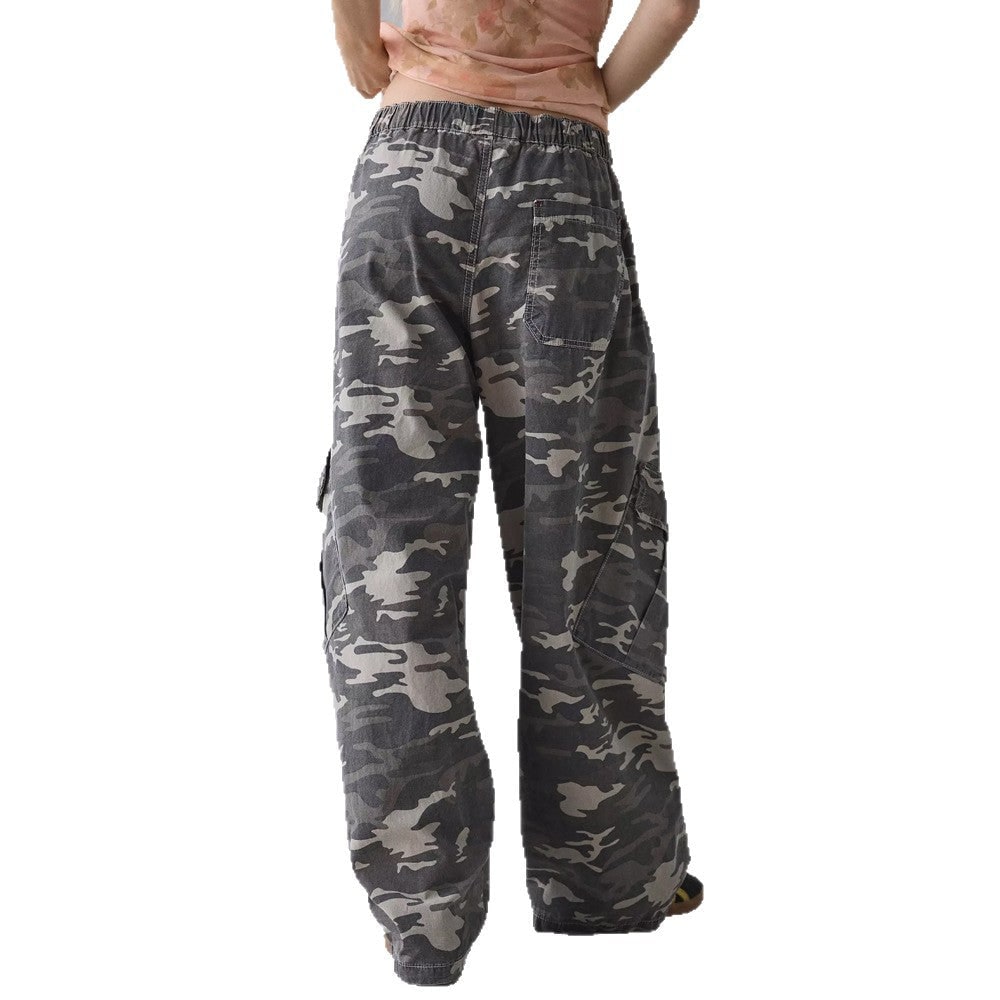Camouflage Cargohose Damen weit mit Klappentaschen 3