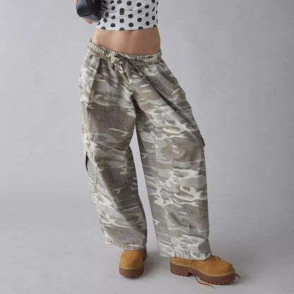 Camouflage Cargohose Damen weit mit Klappentaschen 4