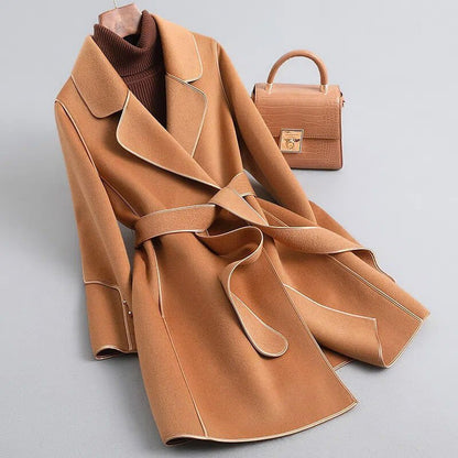 Wickelmantel mit Bindegürtel in Camel