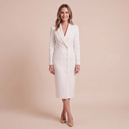 Winterkleid im Blazer-Stil mit Reverskragen, Midikleid 1