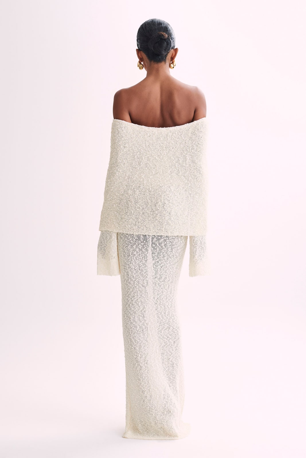 Winterkleid schulterfrei aus Bouclé-Strick, Maxikleid 3