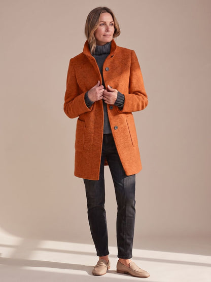Wintermantel mit Stehkragen in Orange