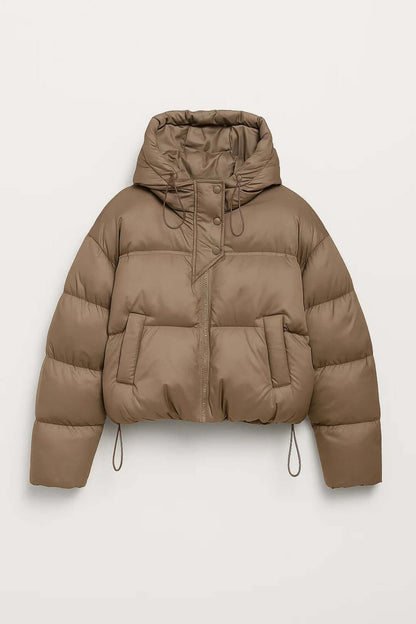 Winterparka Damen kurz mit Kapuze, Oversize Winterjacke 4