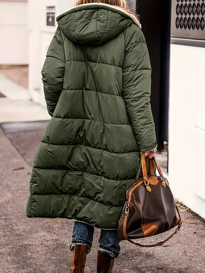 Winterparka Damen, langer Steppmantel mit Teddyfutter 6