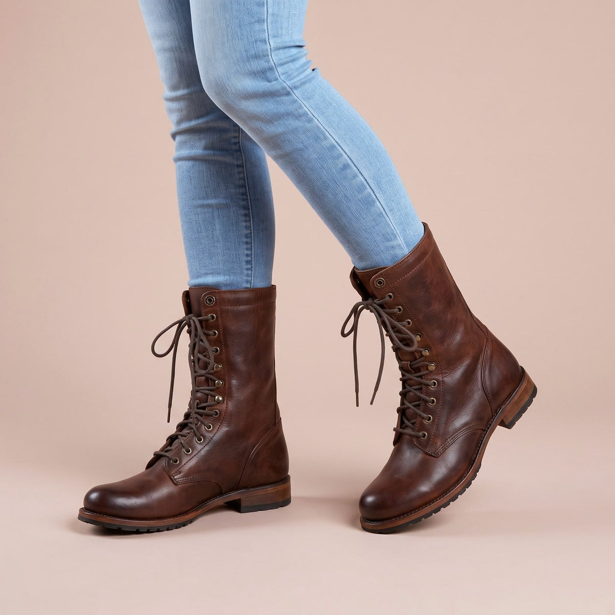 Winterstiefel aus Leder in Dunkelbraun mit rutschfester Sohle