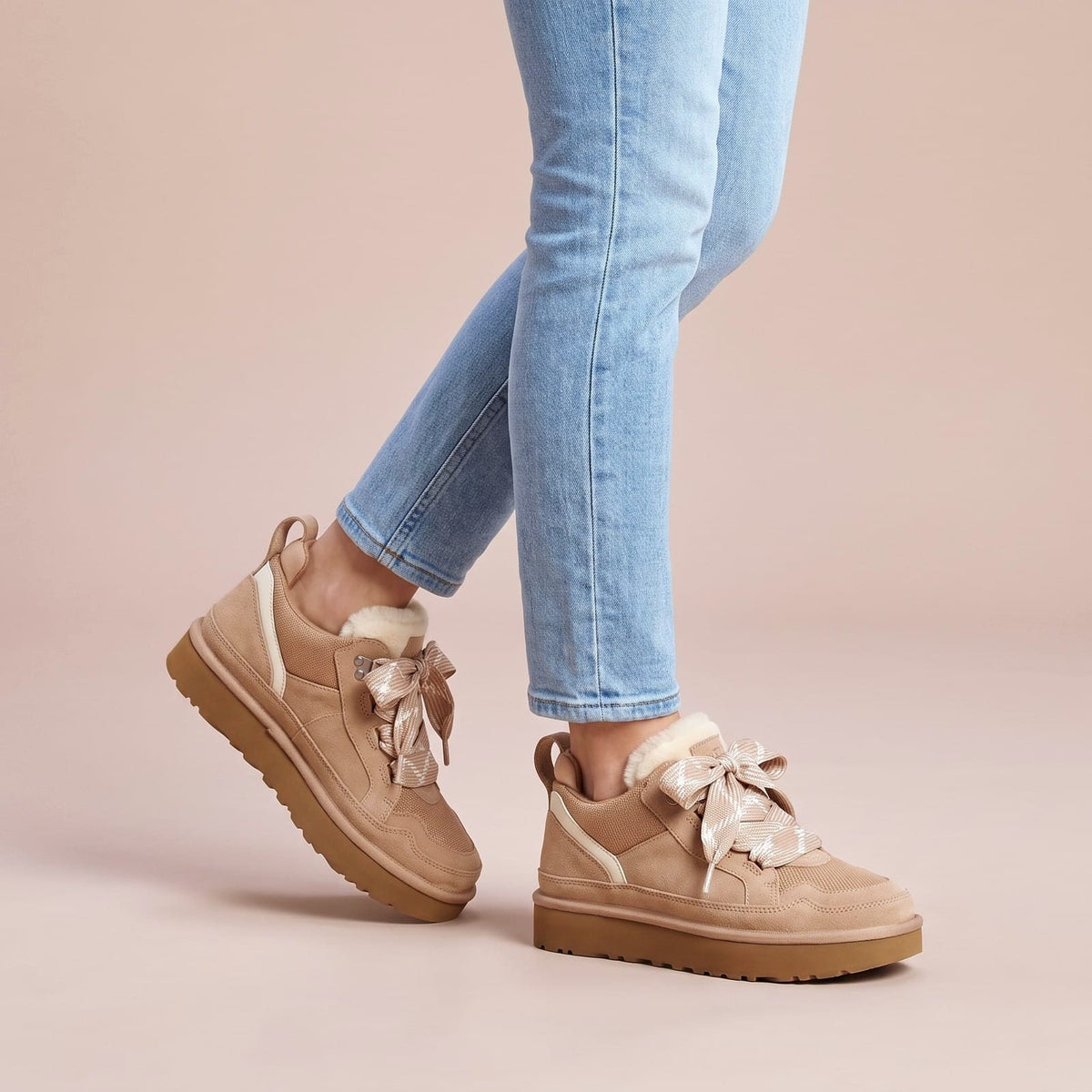 Winterstiefel Damen in Sand mit Fleece und rutschfester Sohle