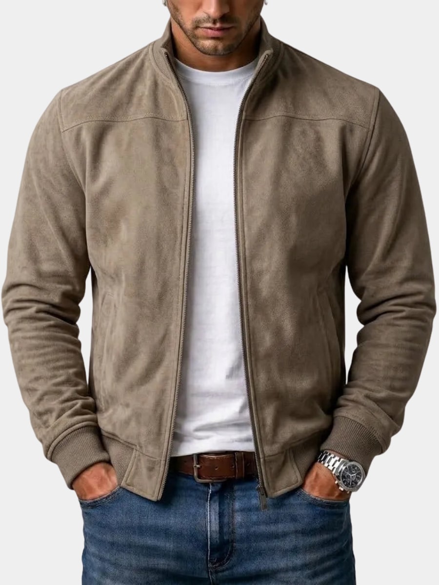 Zip Cardigan Bomberjacke für Herren aus Wildleder, weitere Ansicht