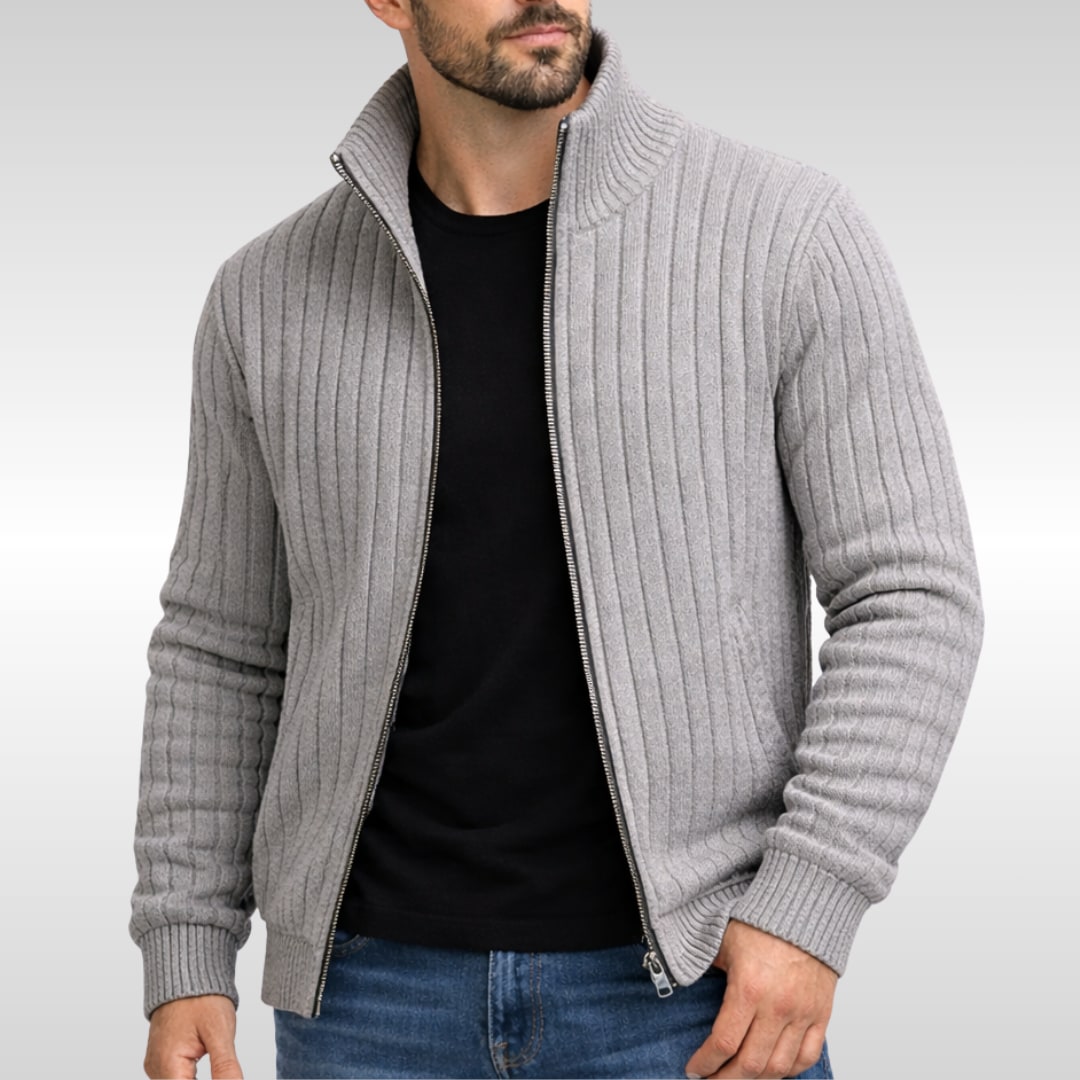 Zip Cardigan für Herren in Hellgrau