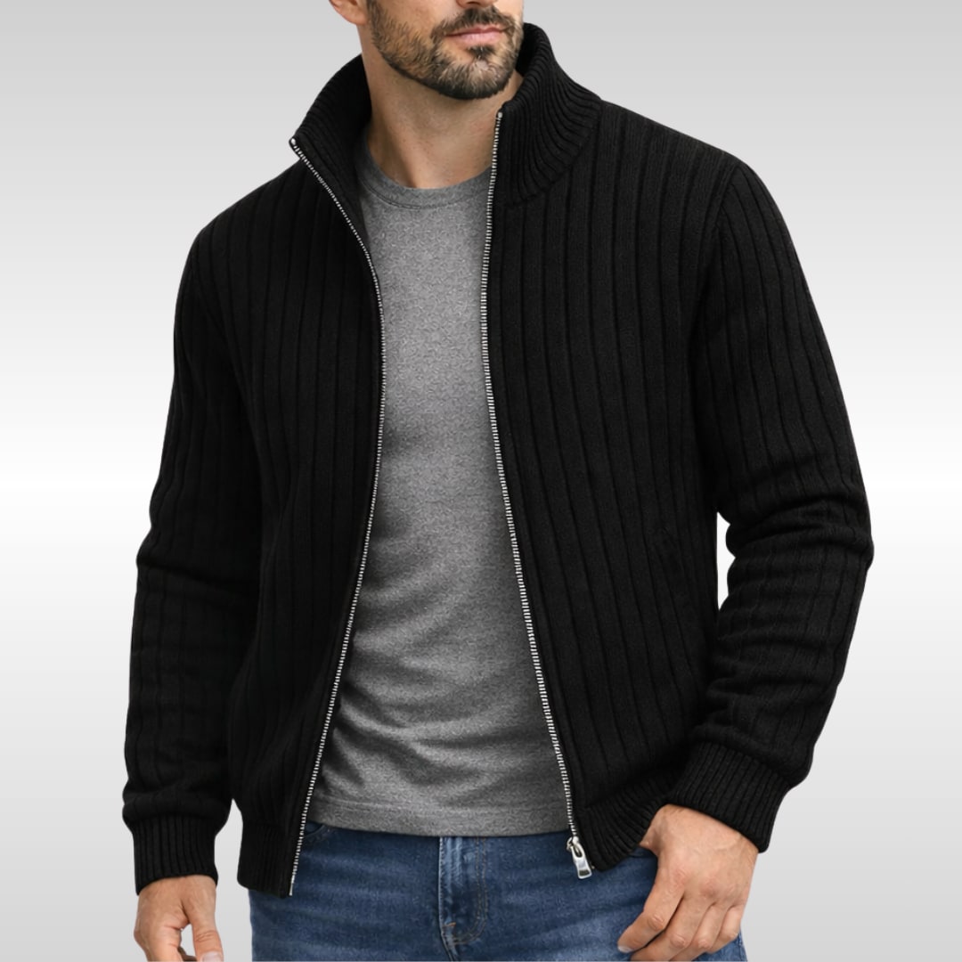 Zip Cardigan für Herren in Schwarz