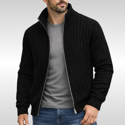 Zip Cardigan für Herren in Schwarz